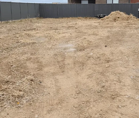 Efficient vacant land preparation in La Quinta, CA - cleared plot ready for next steps.